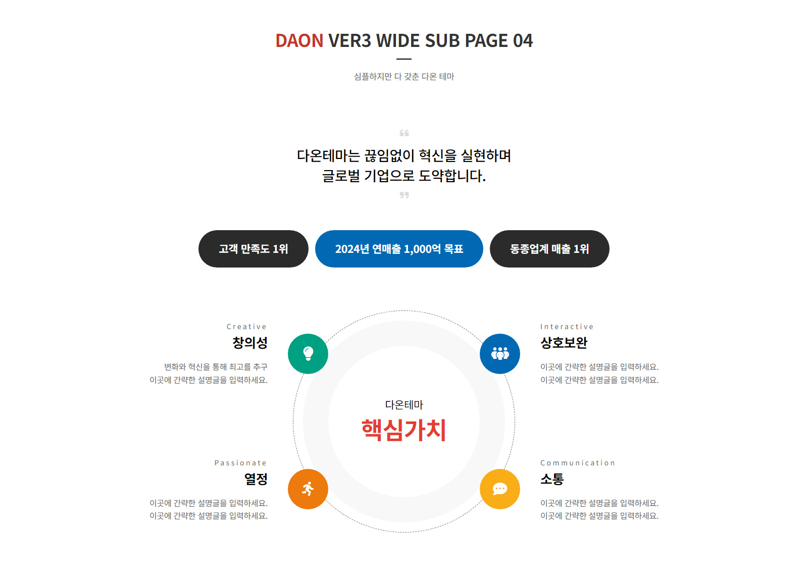 다온테마 반응형 HTML 디자인 20종 ver3 WIDE